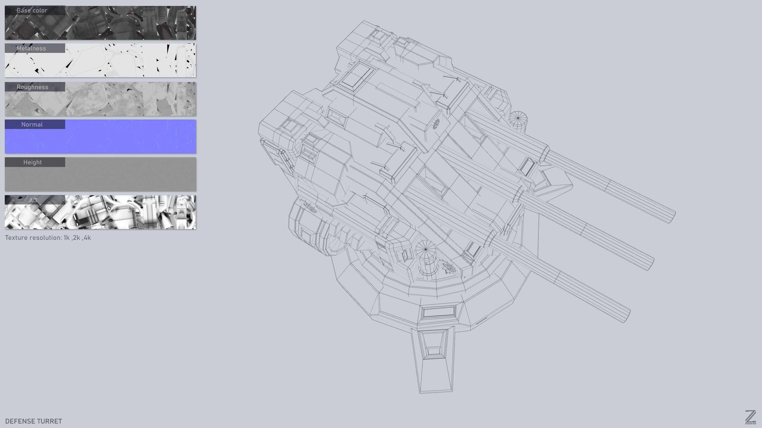 Defense turret Low-poly 3D model_2