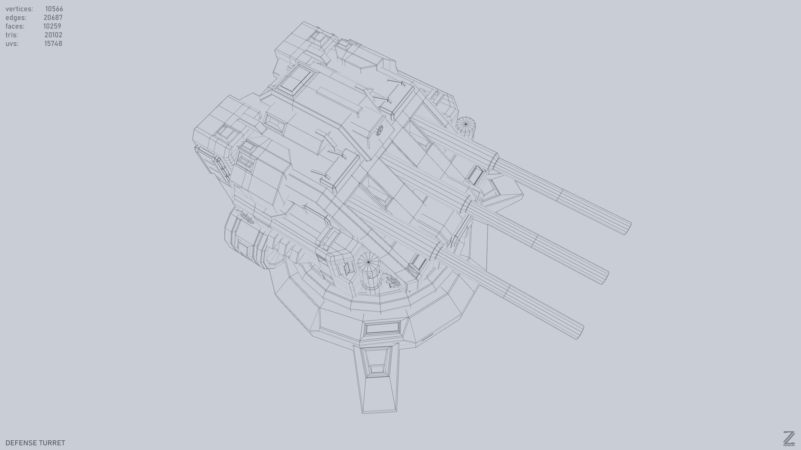 Defense turret Low-poly 3D model_14