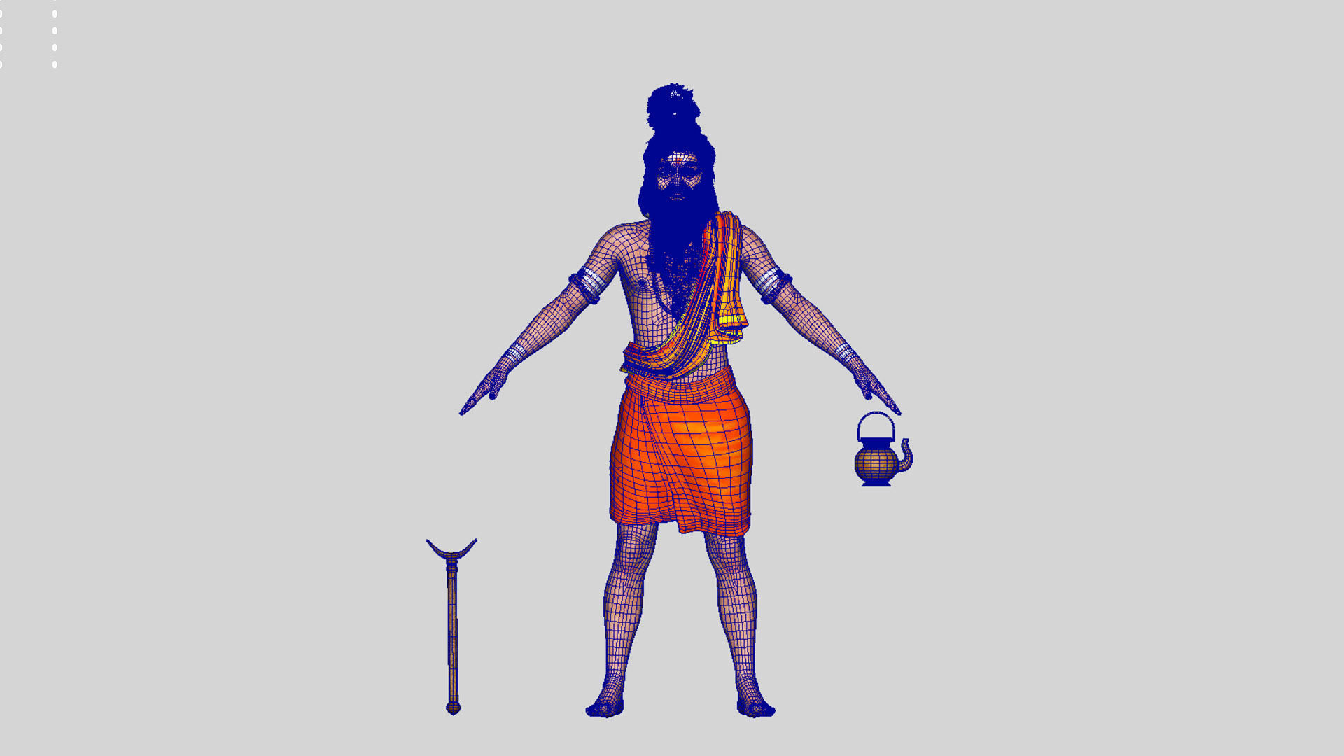 sage 3d model man in orange robe holding pot 3D model_8