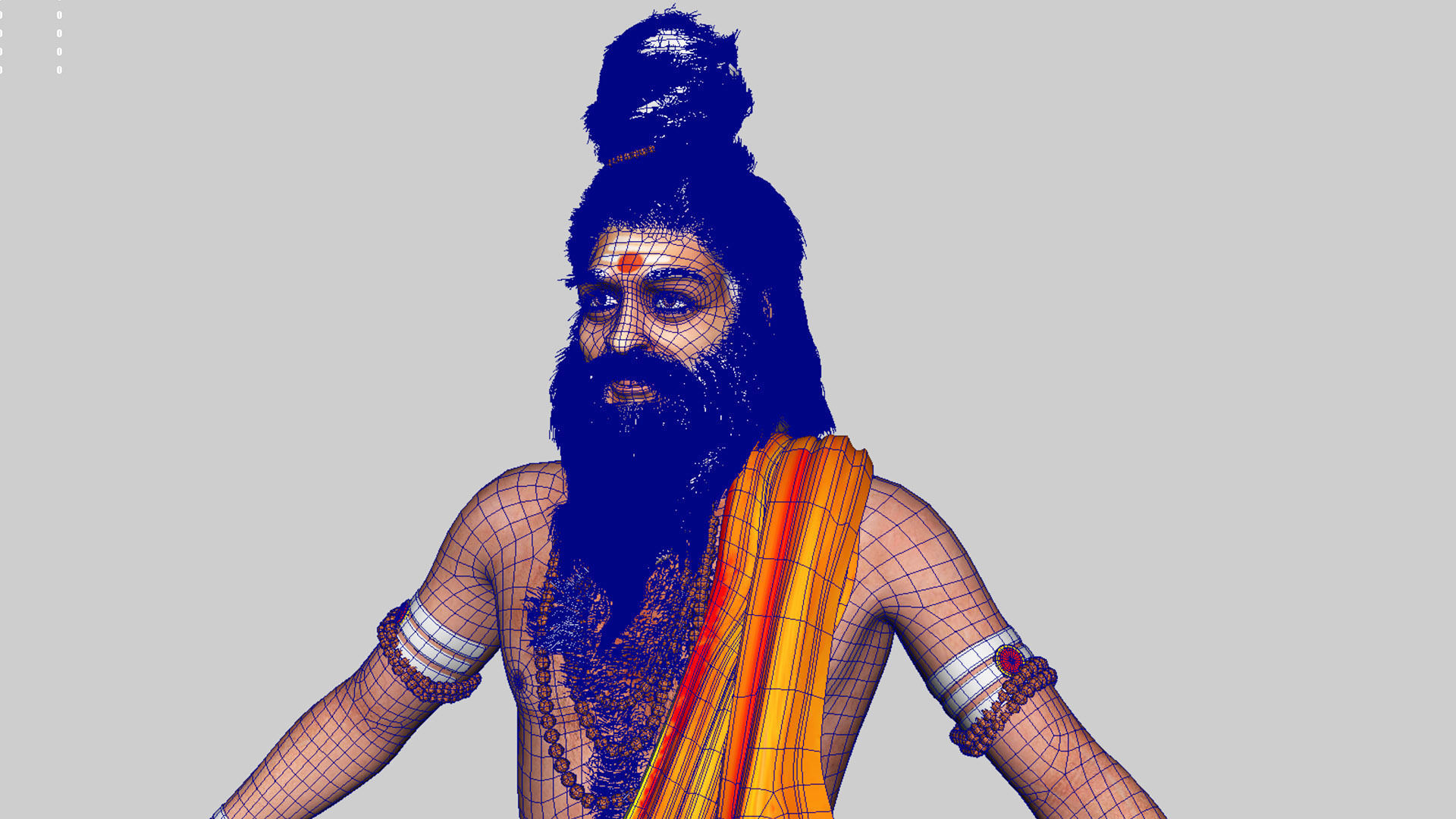 sage 3d model man in orange robe holding pot 3D model_4