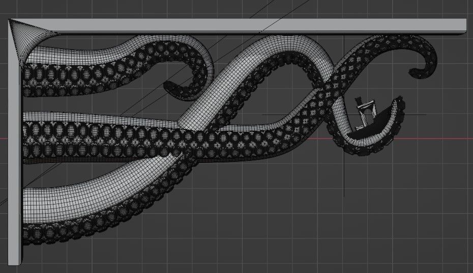 Octopus benchy bracket 3D print model_1