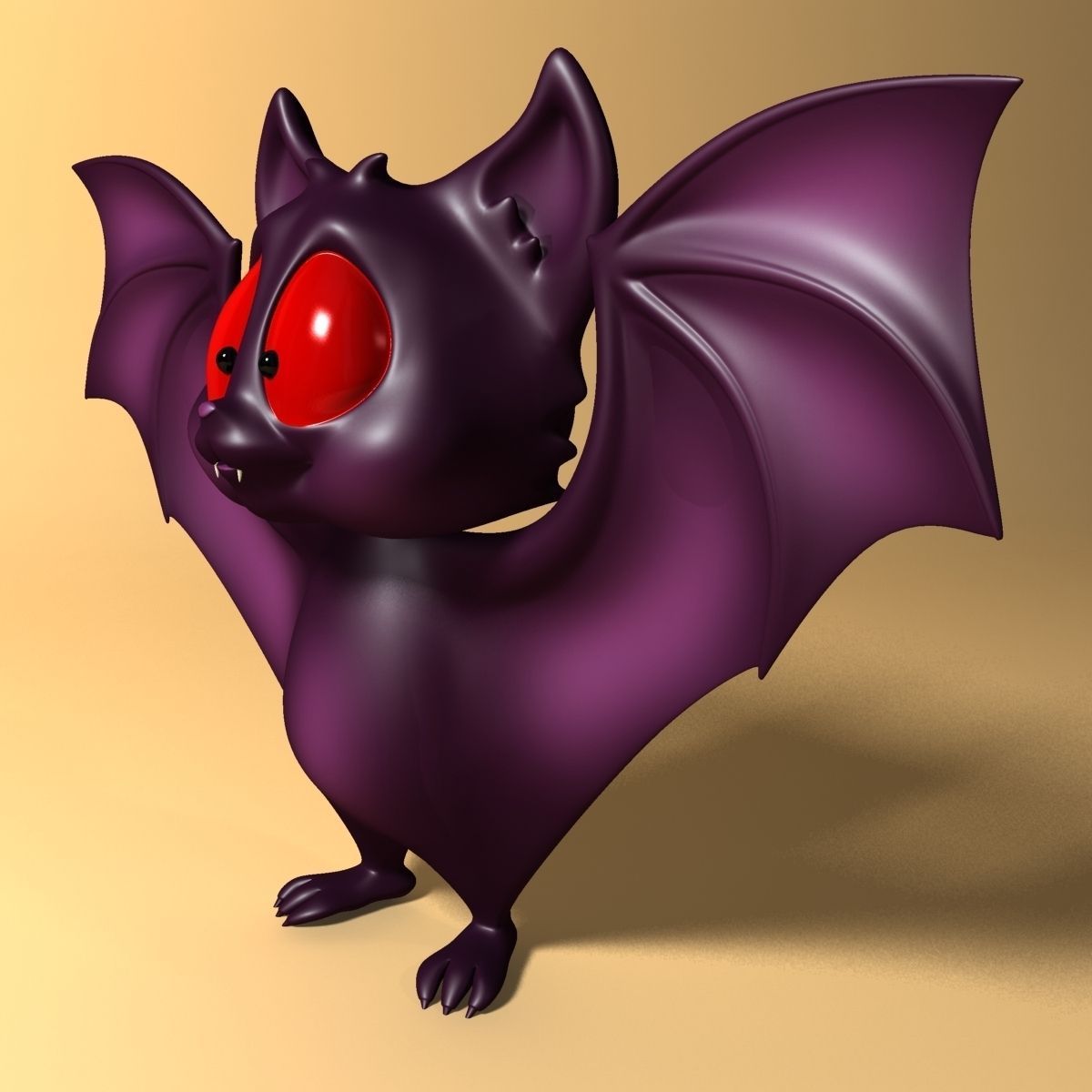 Cartoon Bat RIGGED and Animated Low-poly 3D model_3