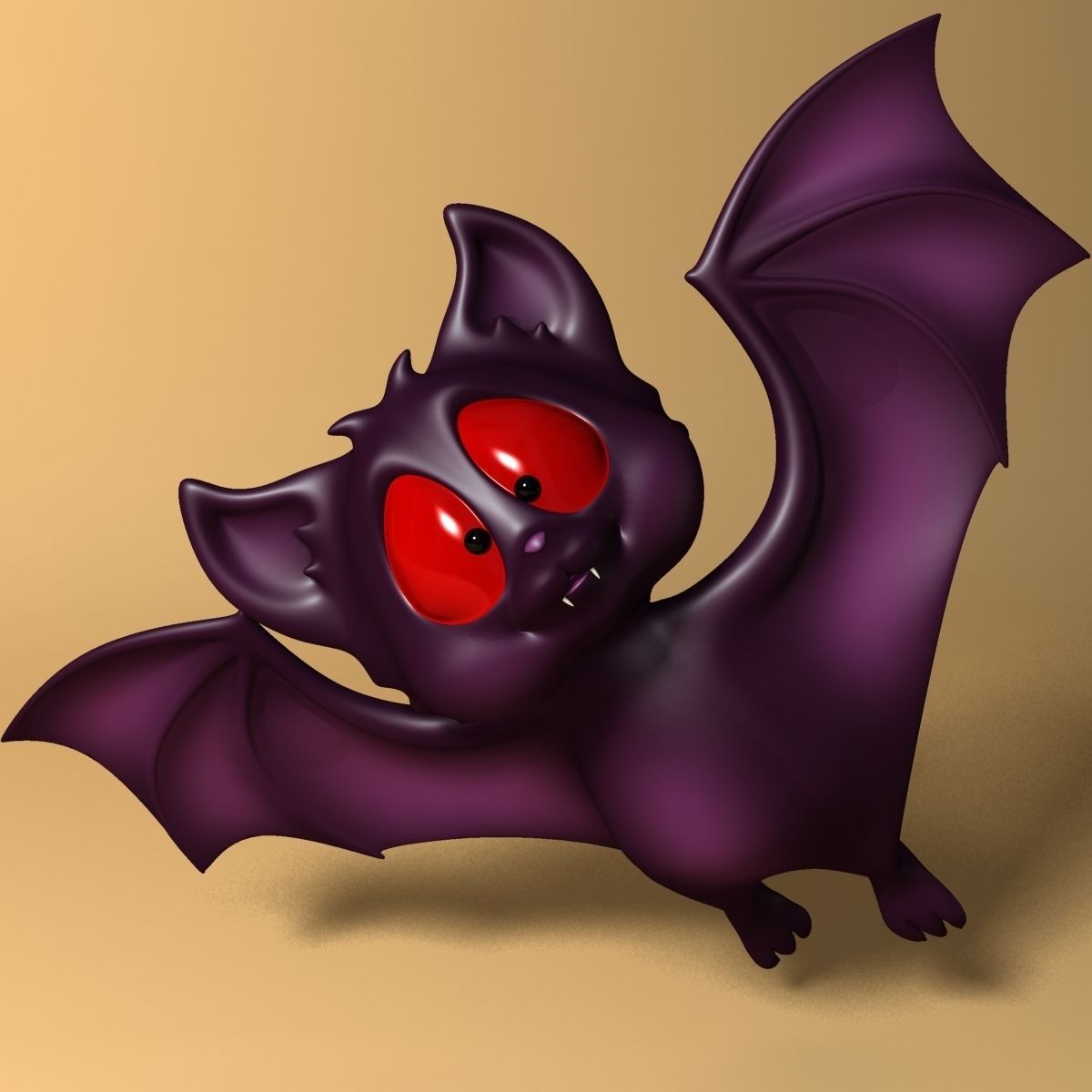 Cartoon Bat RIGGED and Animated Low-poly 3D model_1