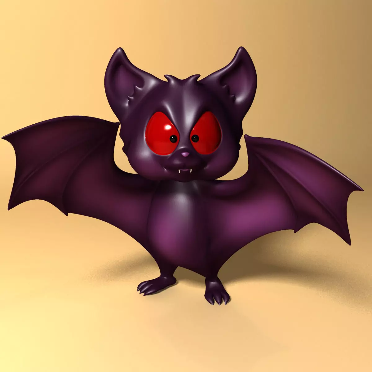 Cartoon Bat RIGGED and Animated Low-poly 3D model_0