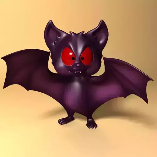Cartoon Bat RIGGED and Animated Low-poly 3D model