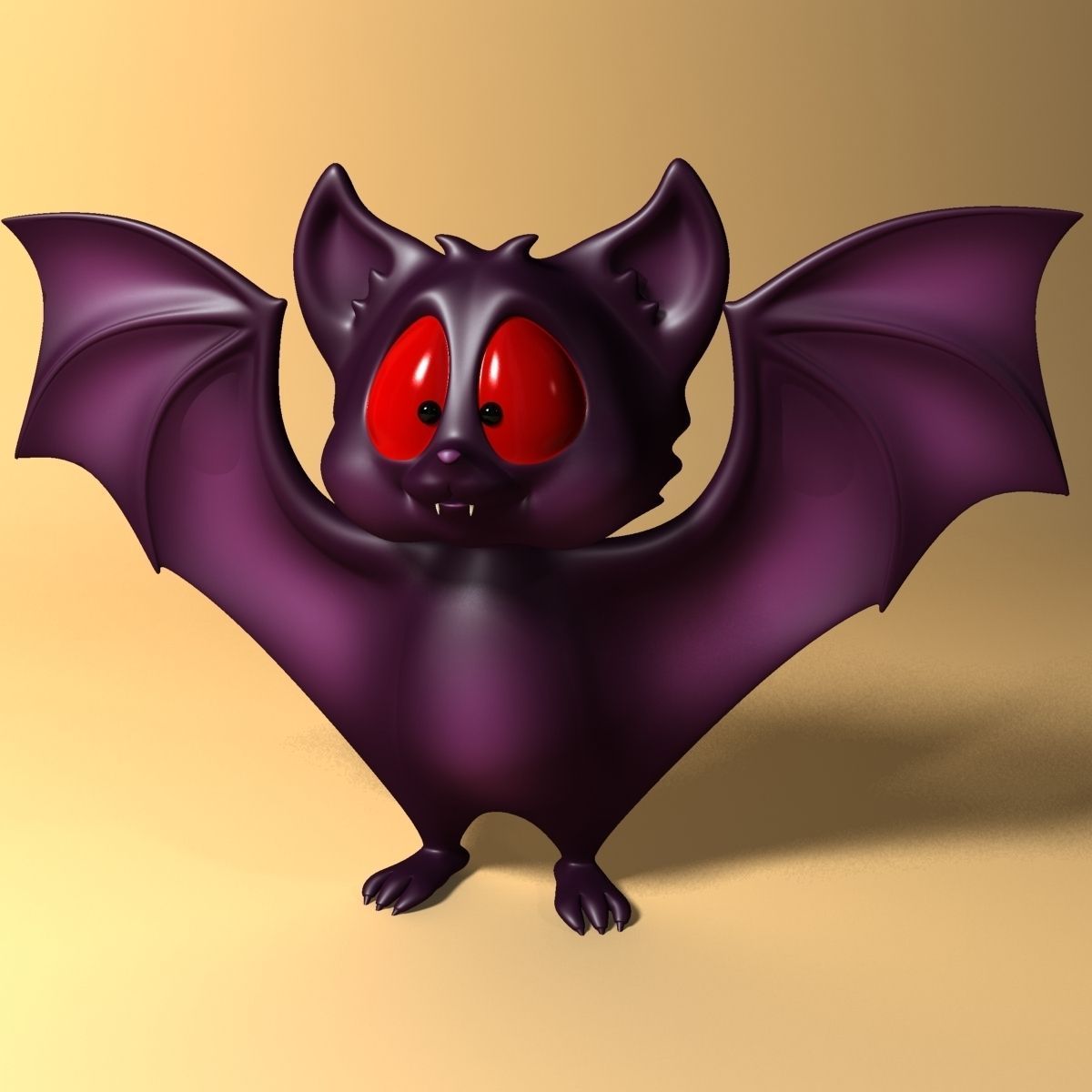 Cartoon Bat RIGGED and Animated Low-poly 3D model_2