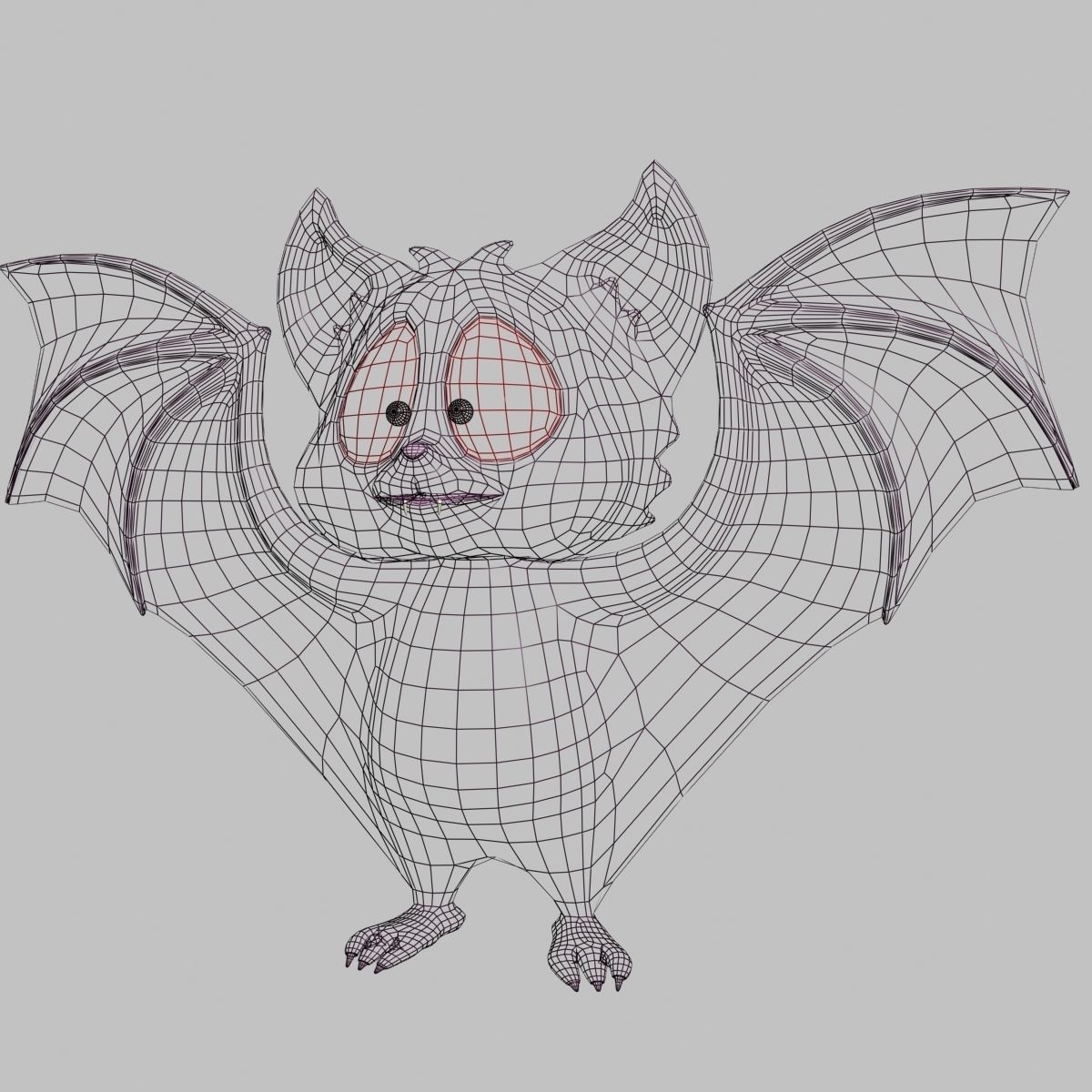 Cartoon Bat RIGGED and Animated Low-poly 3D model_7