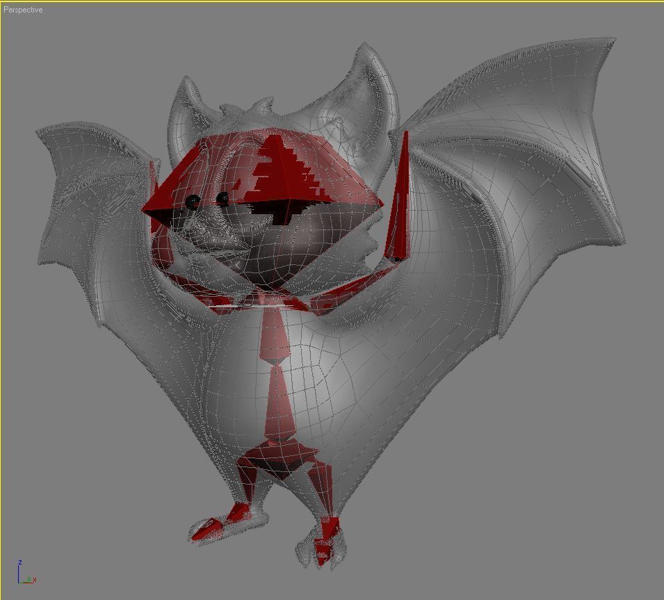 Cartoon Bat RIGGED and Animated Low-poly 3D model_6