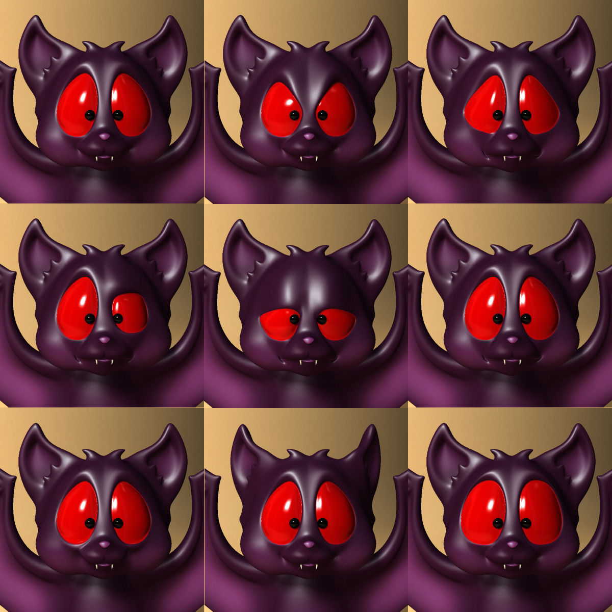 Cartoon Bat RIGGED and Animated Low-poly 3D model_8