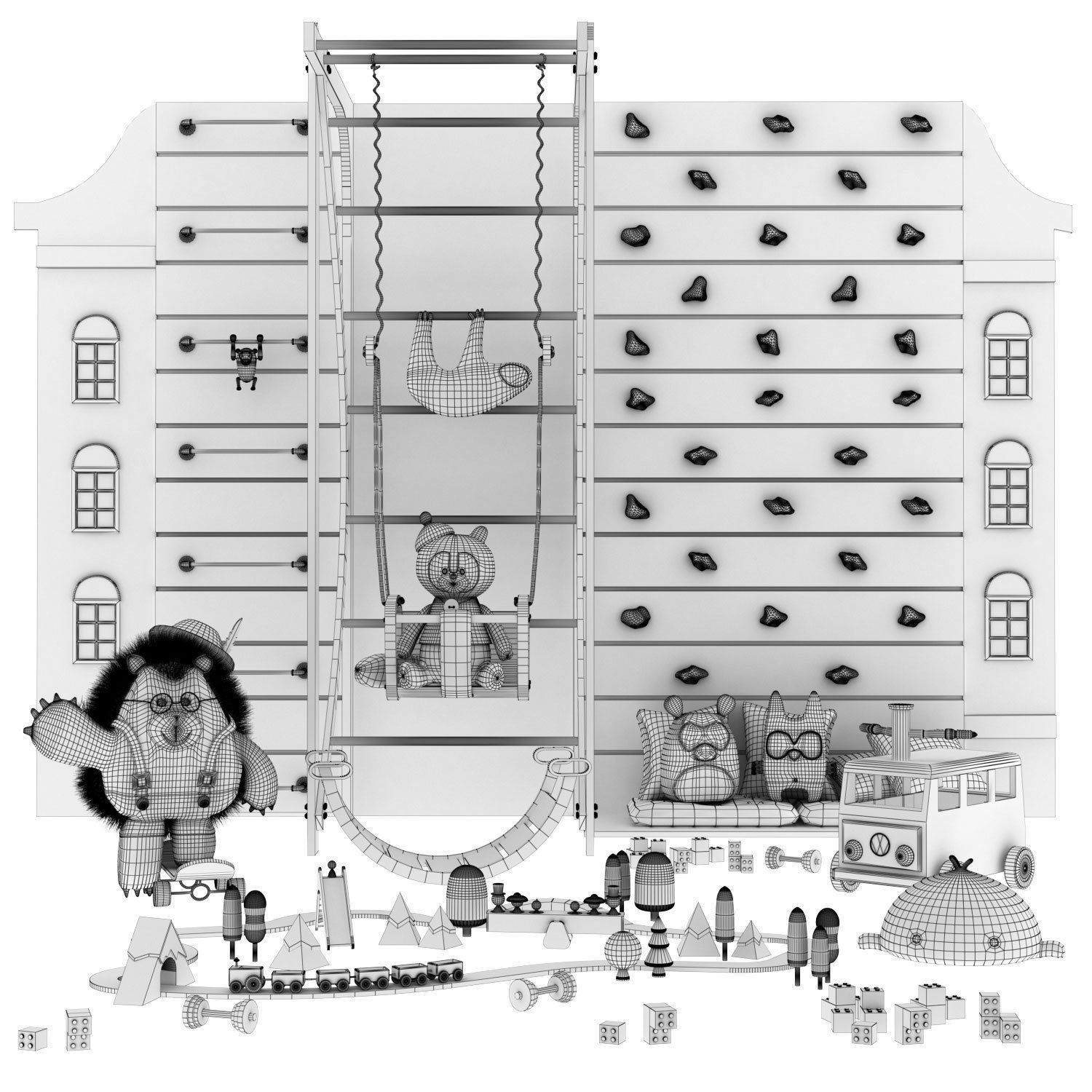 toys and furniture set Low-poly 3D model_5