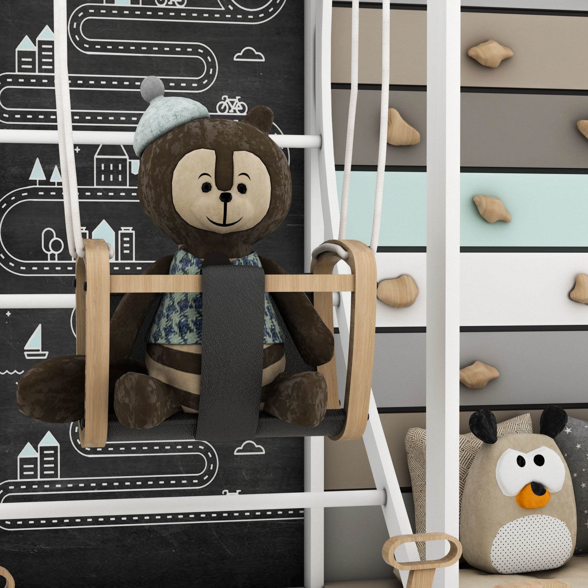 toys and furniture set Low-poly 3D model_2