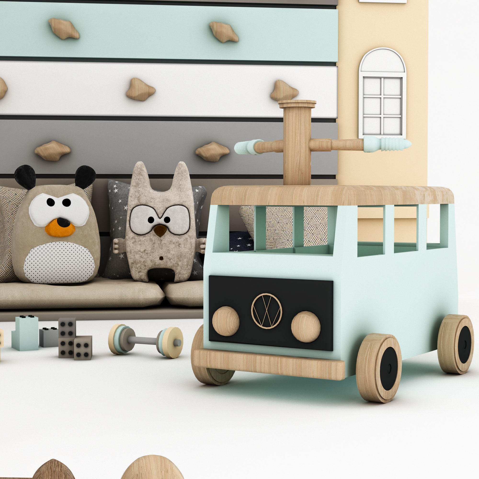 toys and furniture set Low-poly 3D model_1