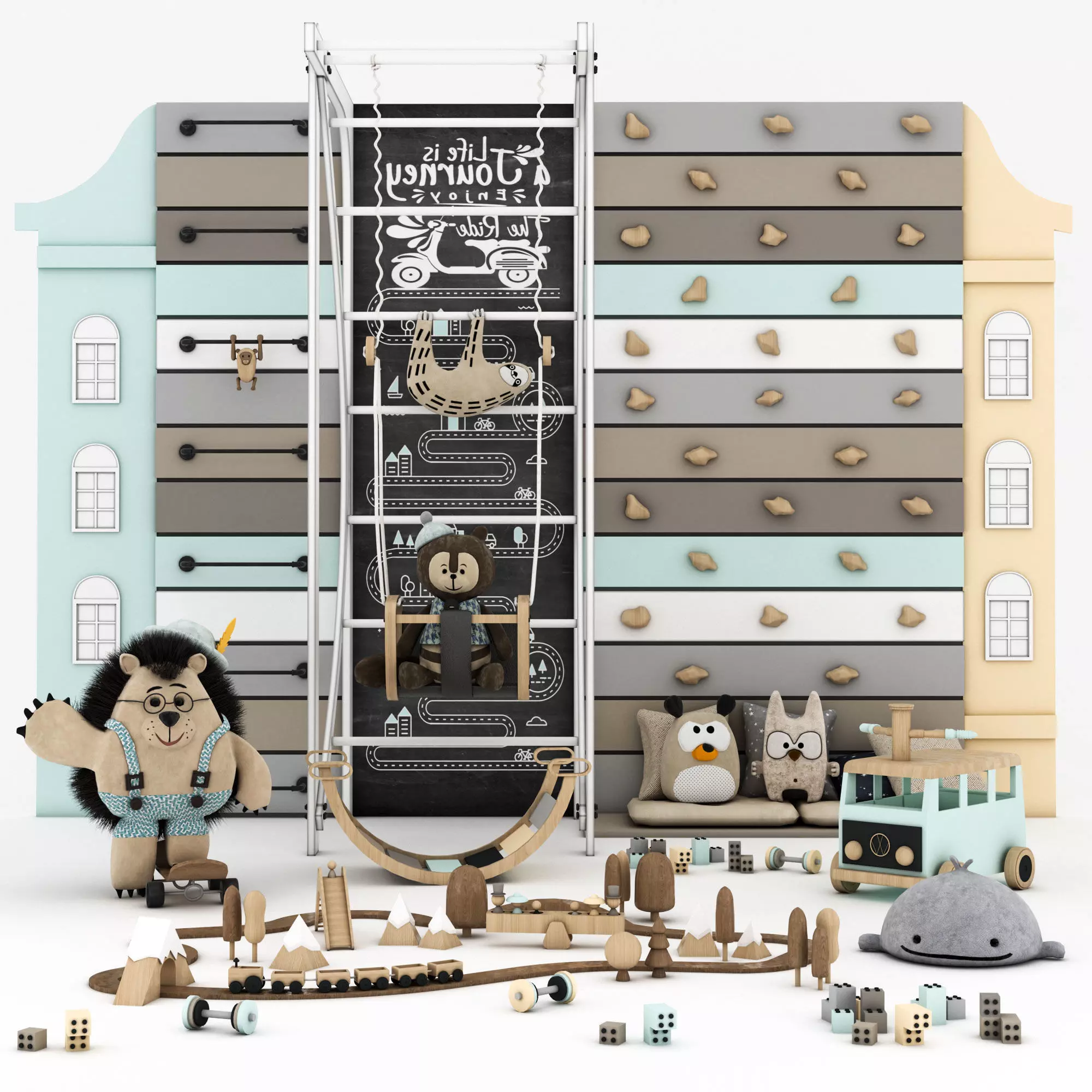 toys and furniture set Low-poly 3D model_0