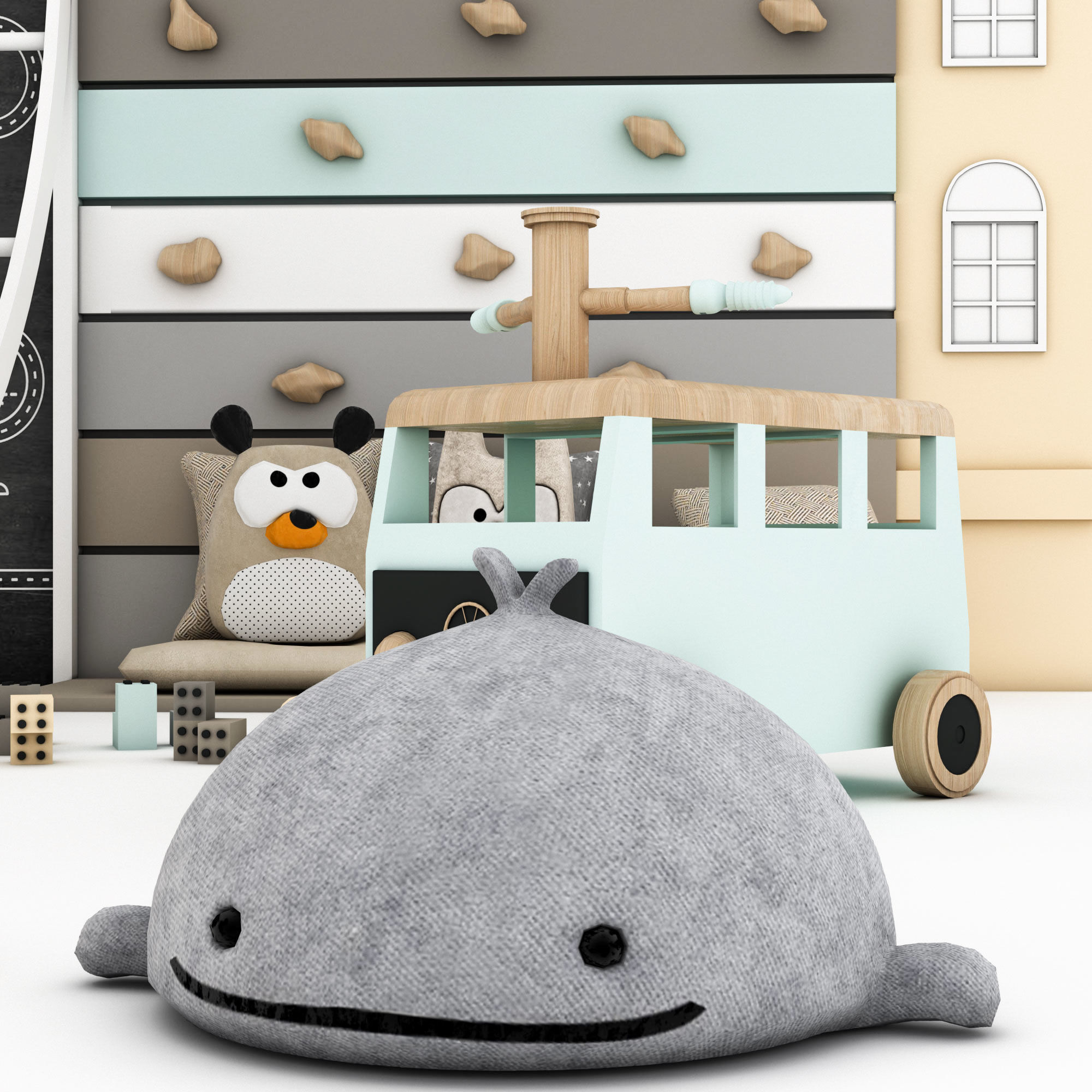 toys and furniture set Low-poly 3D model_3