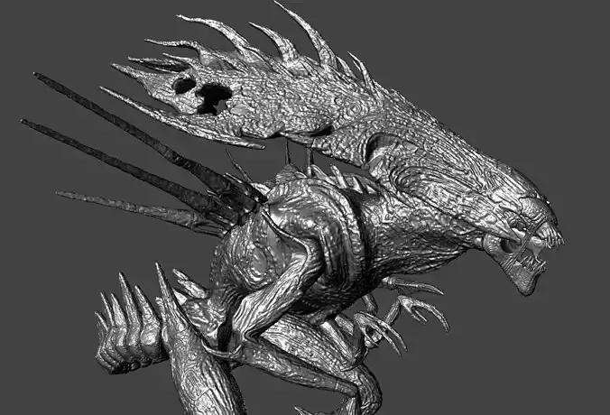 QUEEN ALIEN XENOMORPH - ALIENS MATRIACH  AVP 2010 HI-POLY STL 3D print model