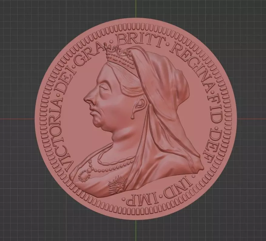 Queen Victoria Veiled Head Gold Sovereign Coin 3D print model