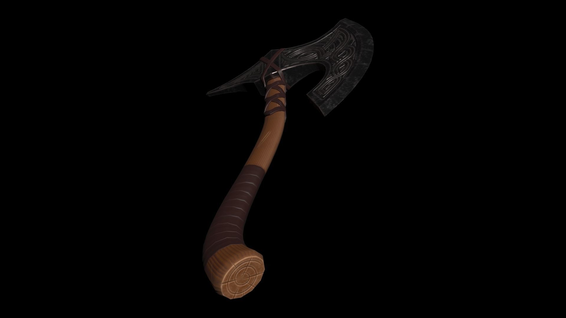 War Axe Low-poly 3D model_17