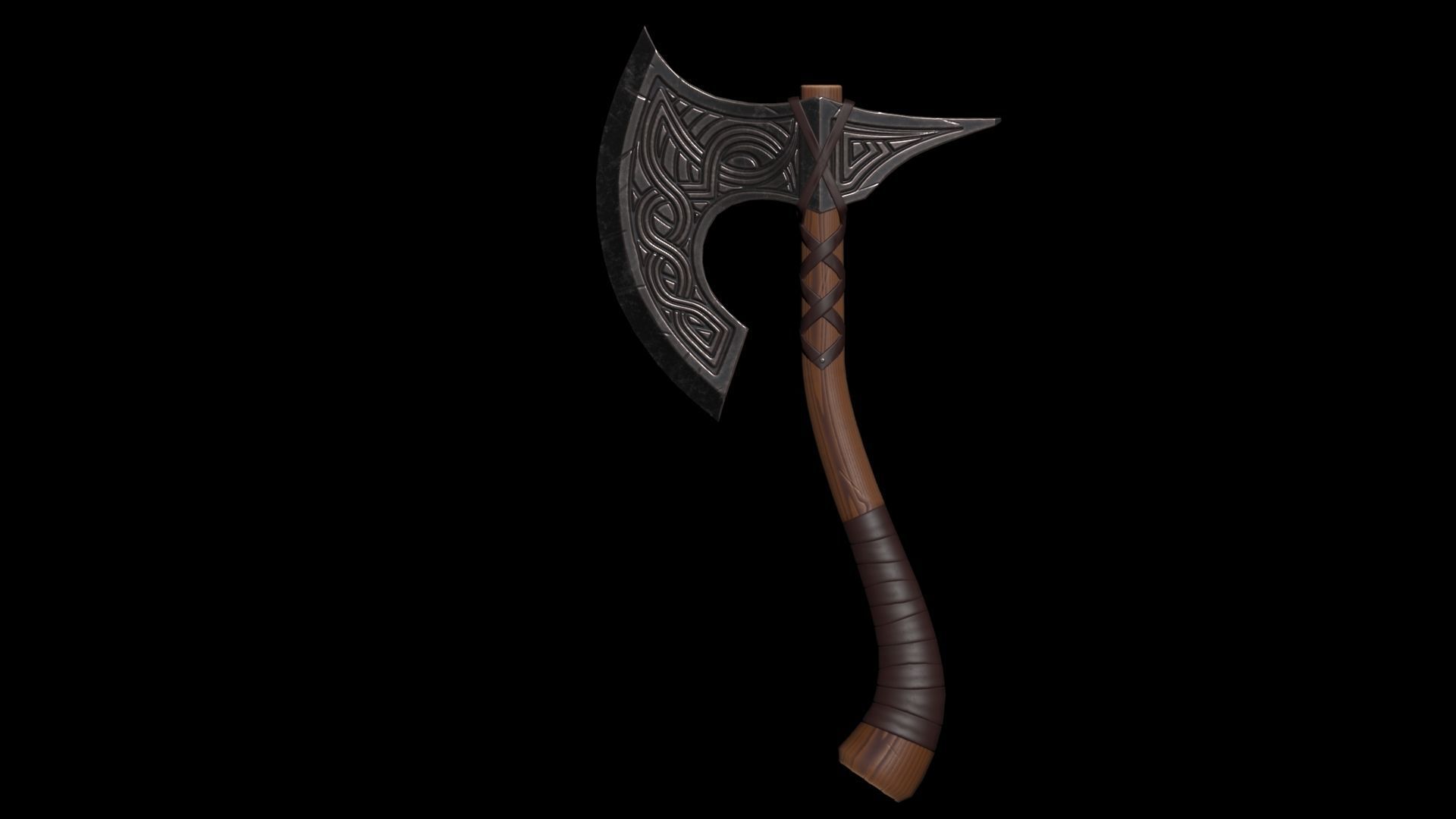 War Axe Low-poly 3D model_7