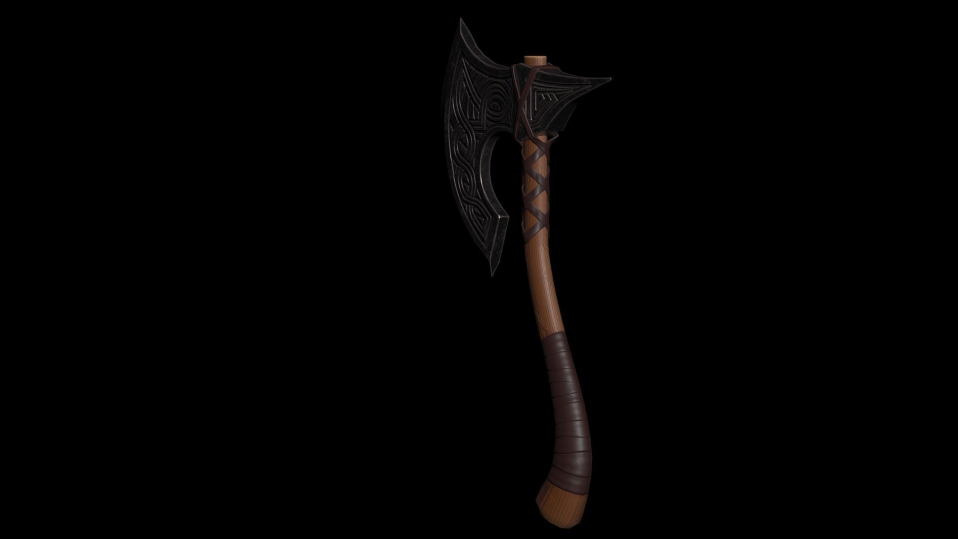 War Axe Low-poly 3D model_9