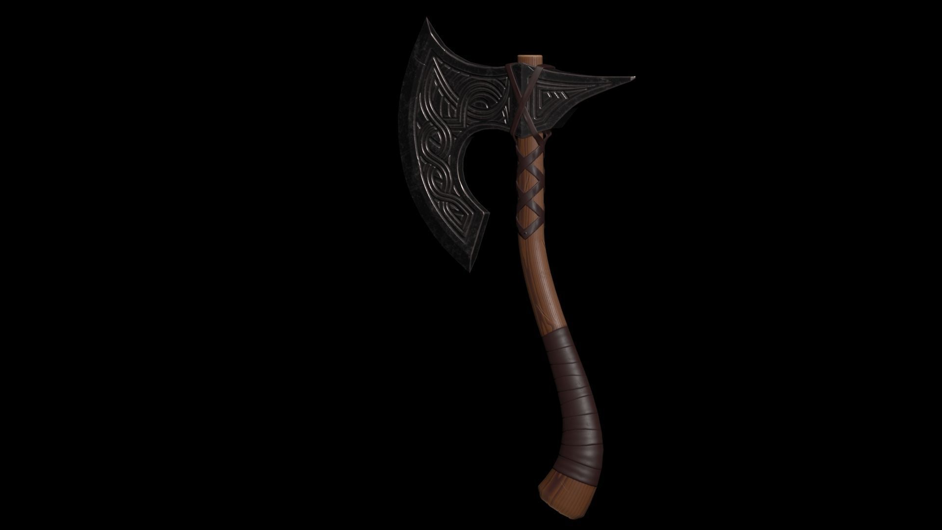 War Axe Low-poly 3D model_8