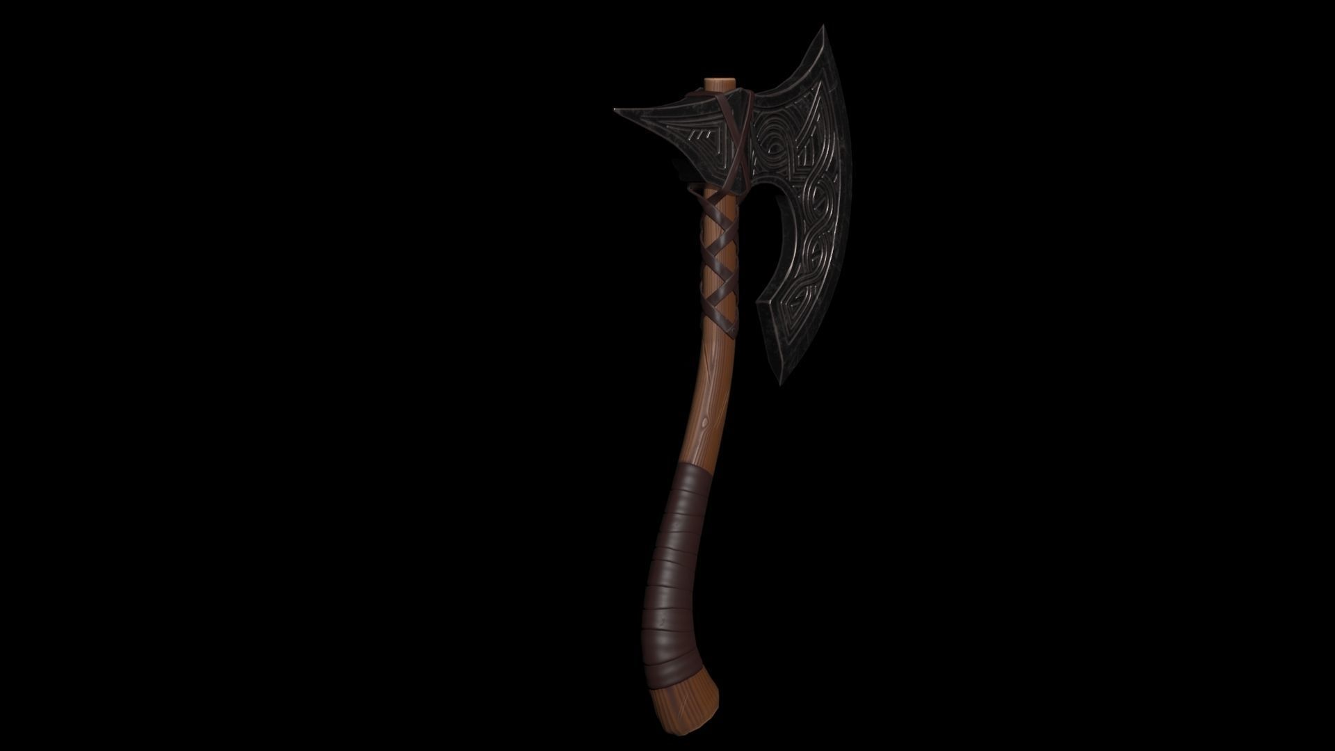 War Axe Low-poly 3D model_10