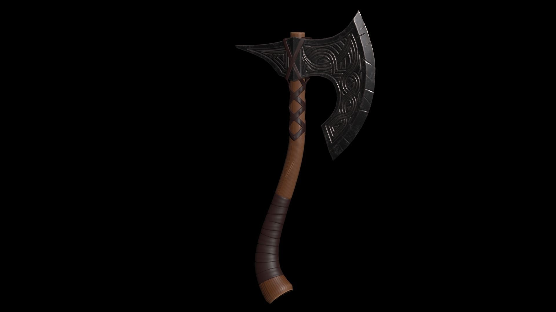 War Axe Low-poly 3D model_1
