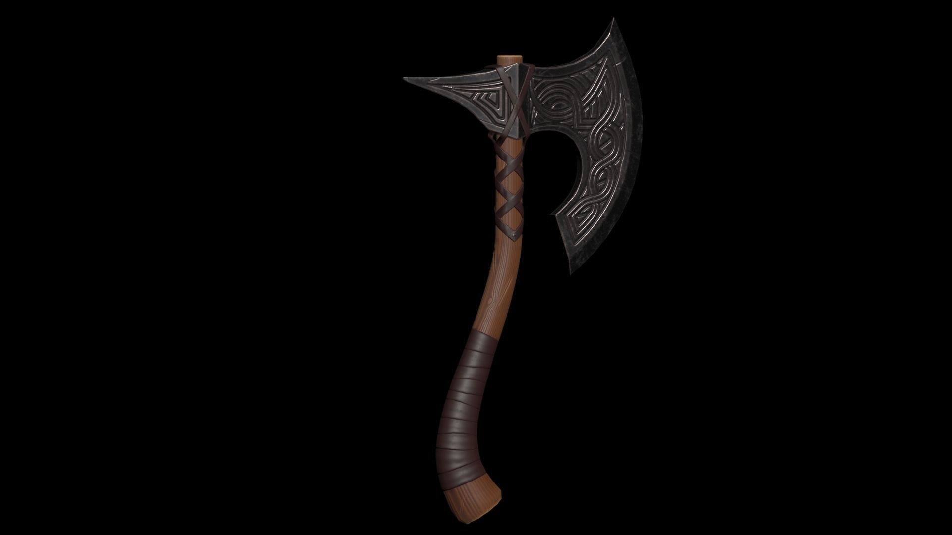 War Axe Low-poly 3D model_11
