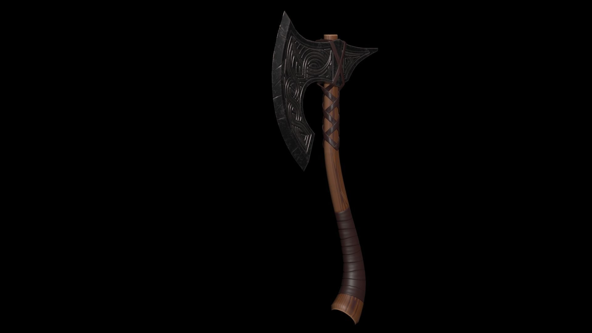 War Axe Low-poly 3D model_5