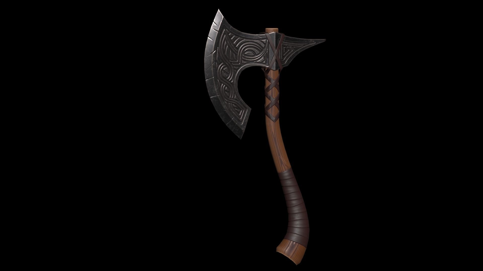 War Axe Low-poly 3D model_6