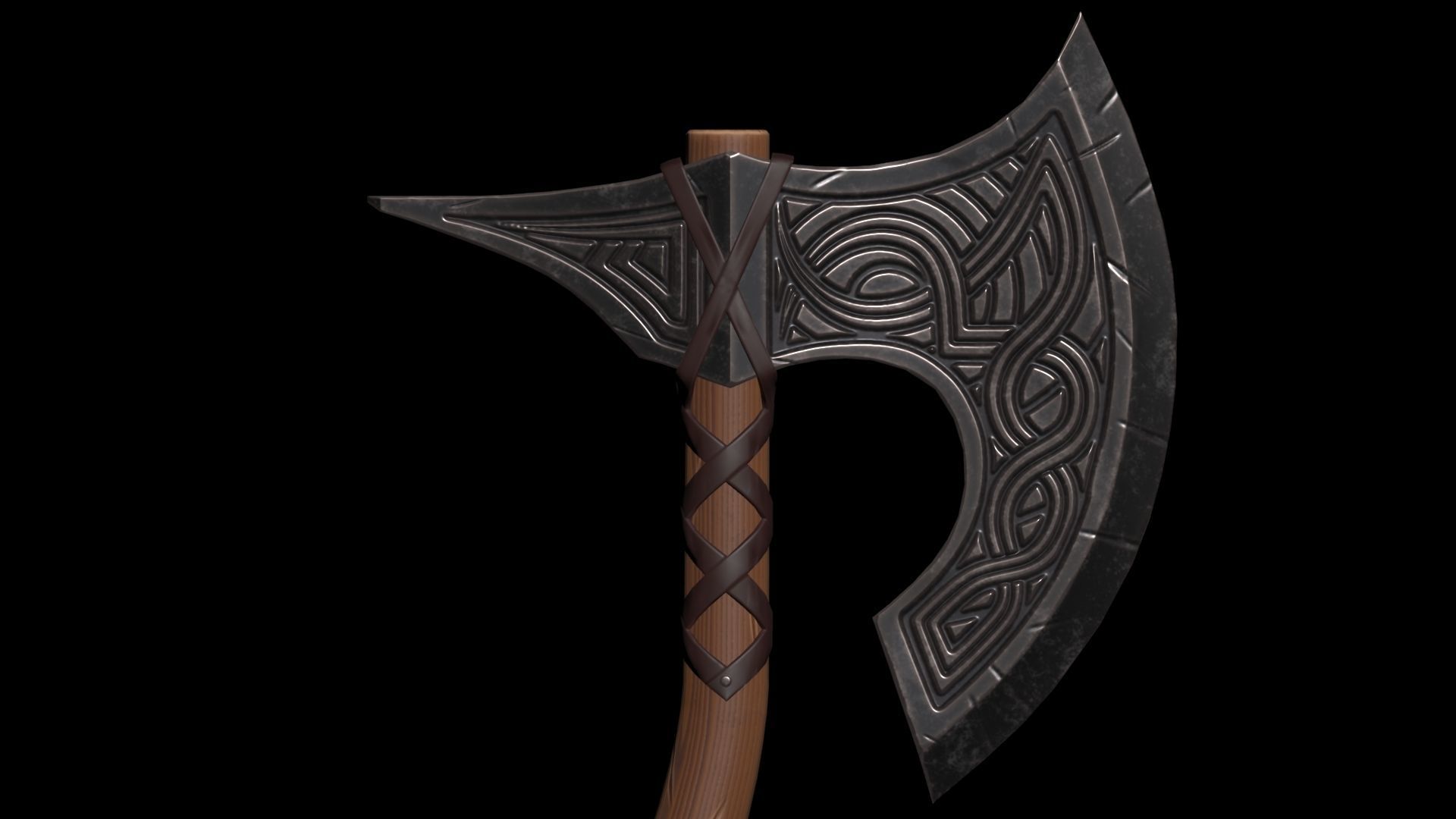 War Axe Low-poly 3D model_12