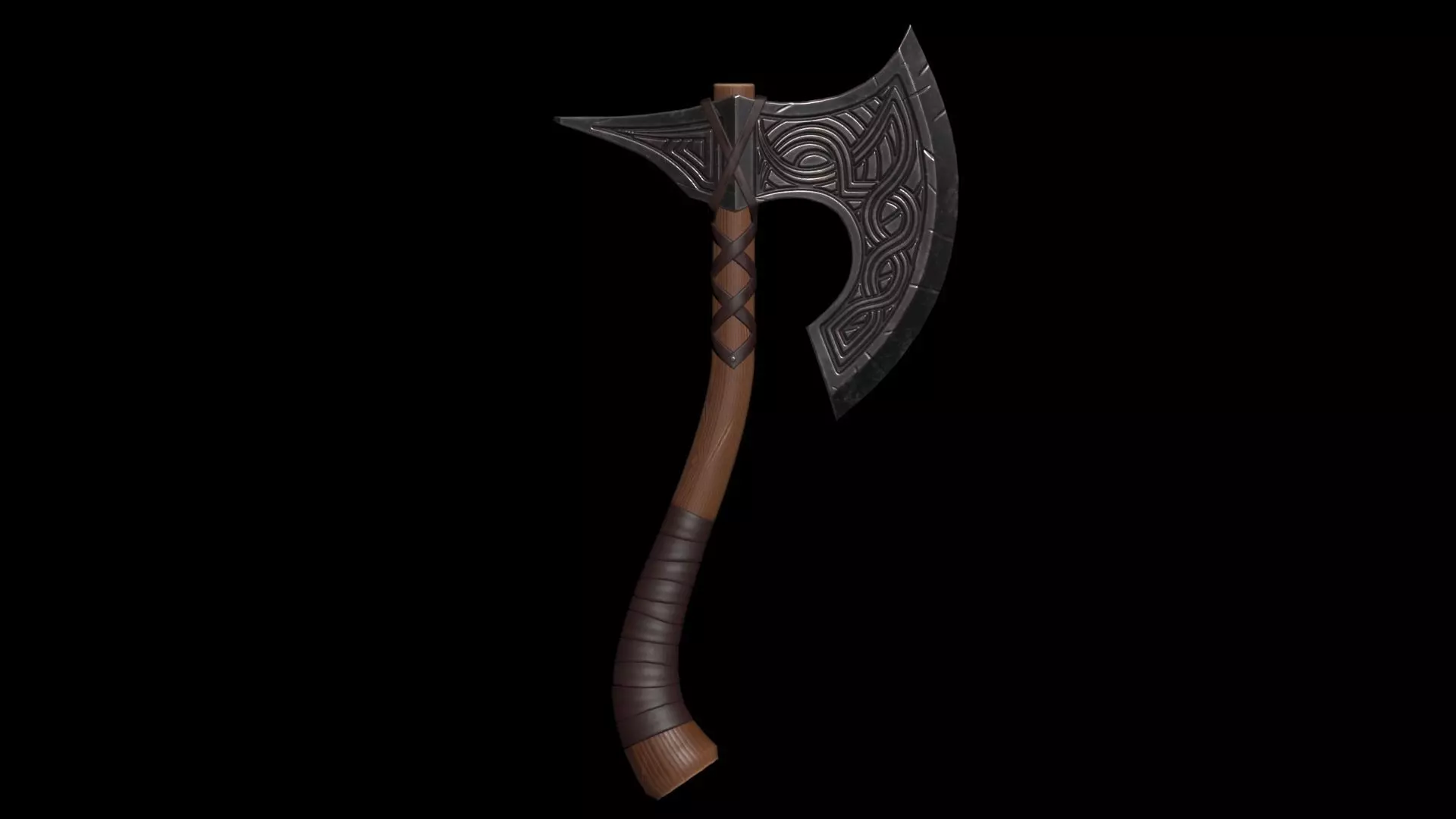 War Axe Low-poly 3D model_0