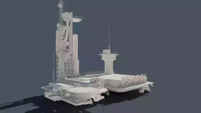 futuristic spaceship launch pad