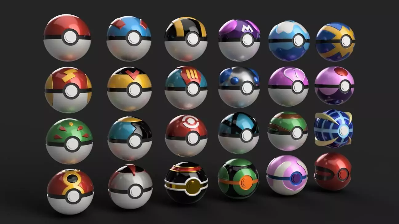 Pokemon - Assorted Poke Ball Set - 24 Opening and Closing Models 3D print model_0