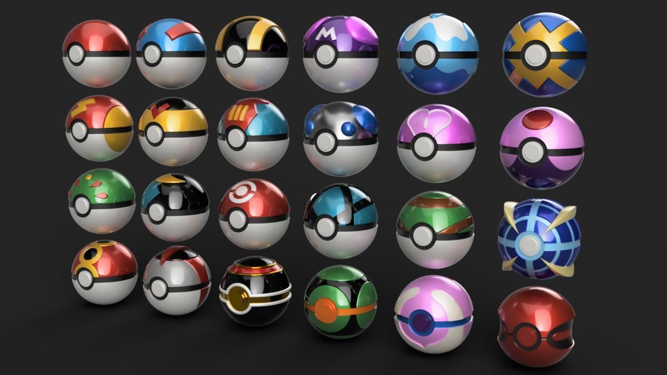 Pokemon - Assorted Poke Ball Set - 24 Opening and Closing Models 3D print model_1