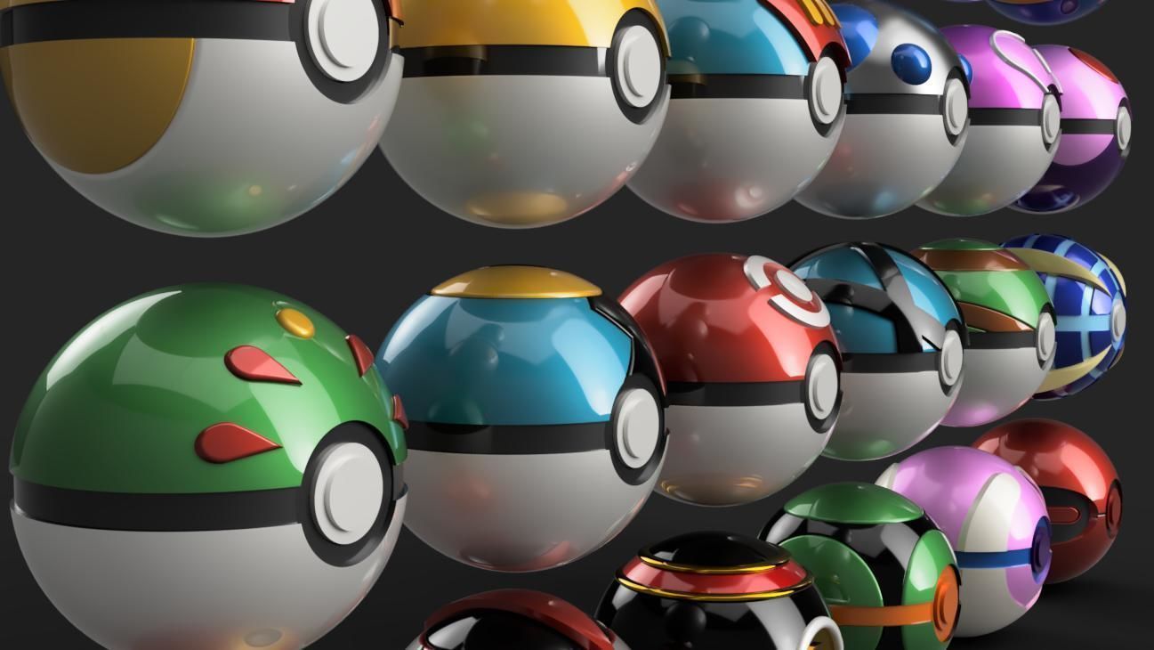Pokemon - Assorted Poke Ball Set - 24 Opening and Closing Models 3D print model_3