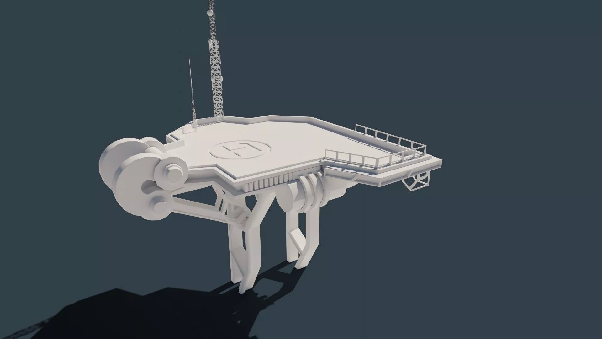 futuristic oil rig structure 3D model