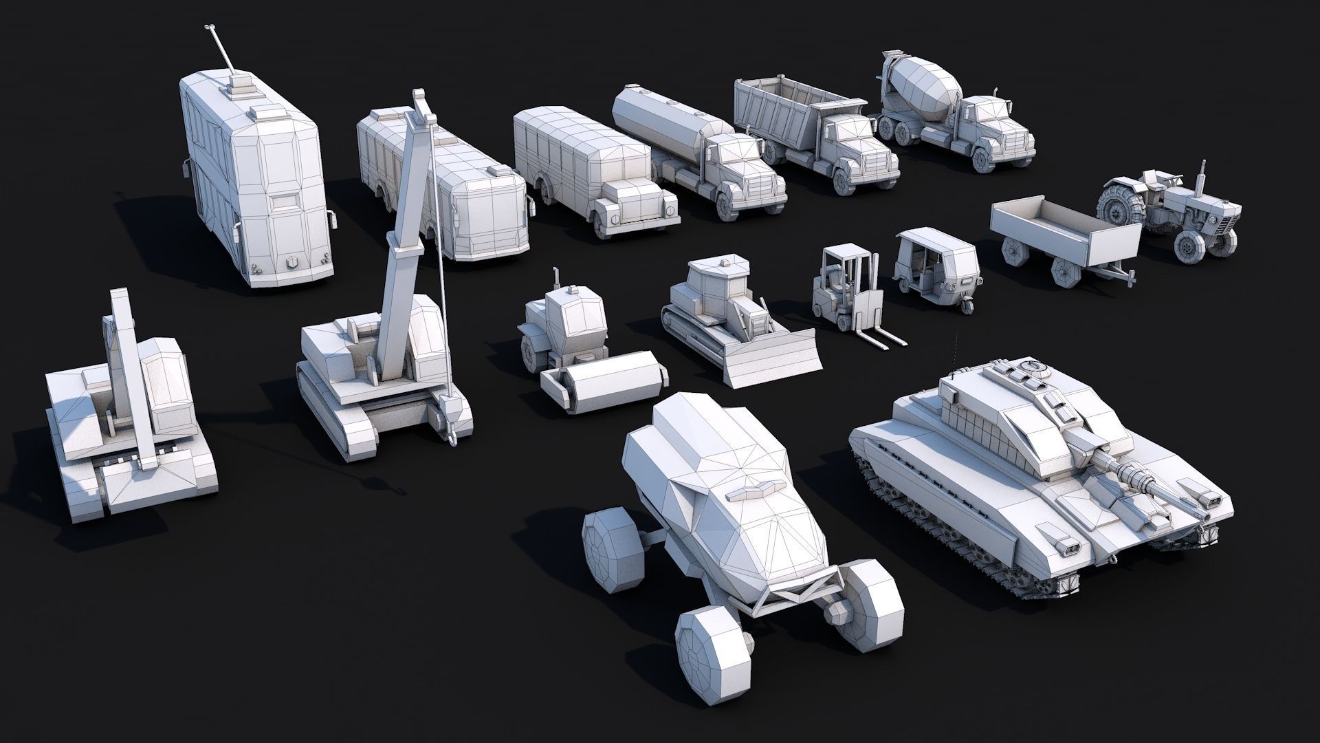 Low Poly Vehicles Pack Collection Low-poly 3D model_7