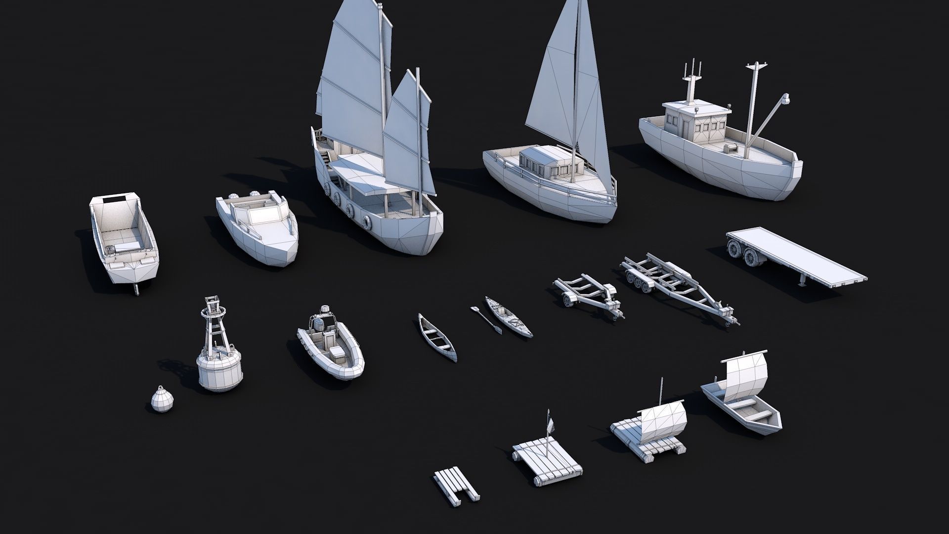 Low Poly Vehicles Pack Collection Low-poly 3D model_9