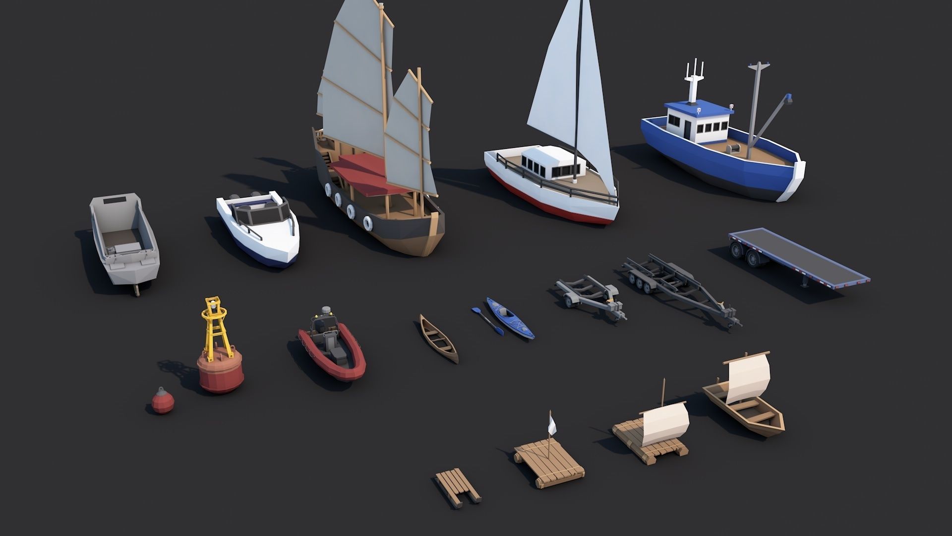 Low Poly Vehicles Pack Collection Low-poly 3D model_8