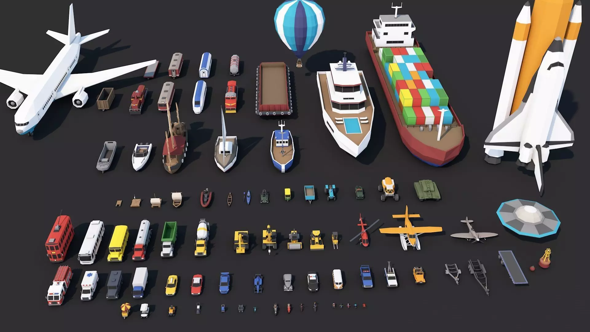 Low Poly Vehicles Pack Collection Low-poly 3D model_0