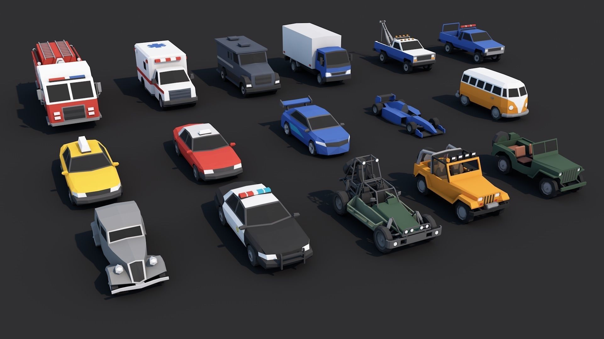 Low Poly Vehicles Pack Collection Low-poly 3D model_4