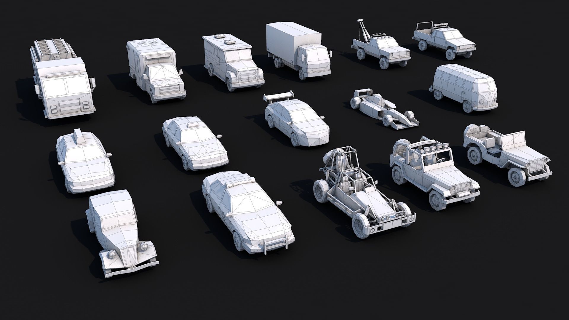 Low Poly Vehicles Pack Collection Low-poly 3D model_5