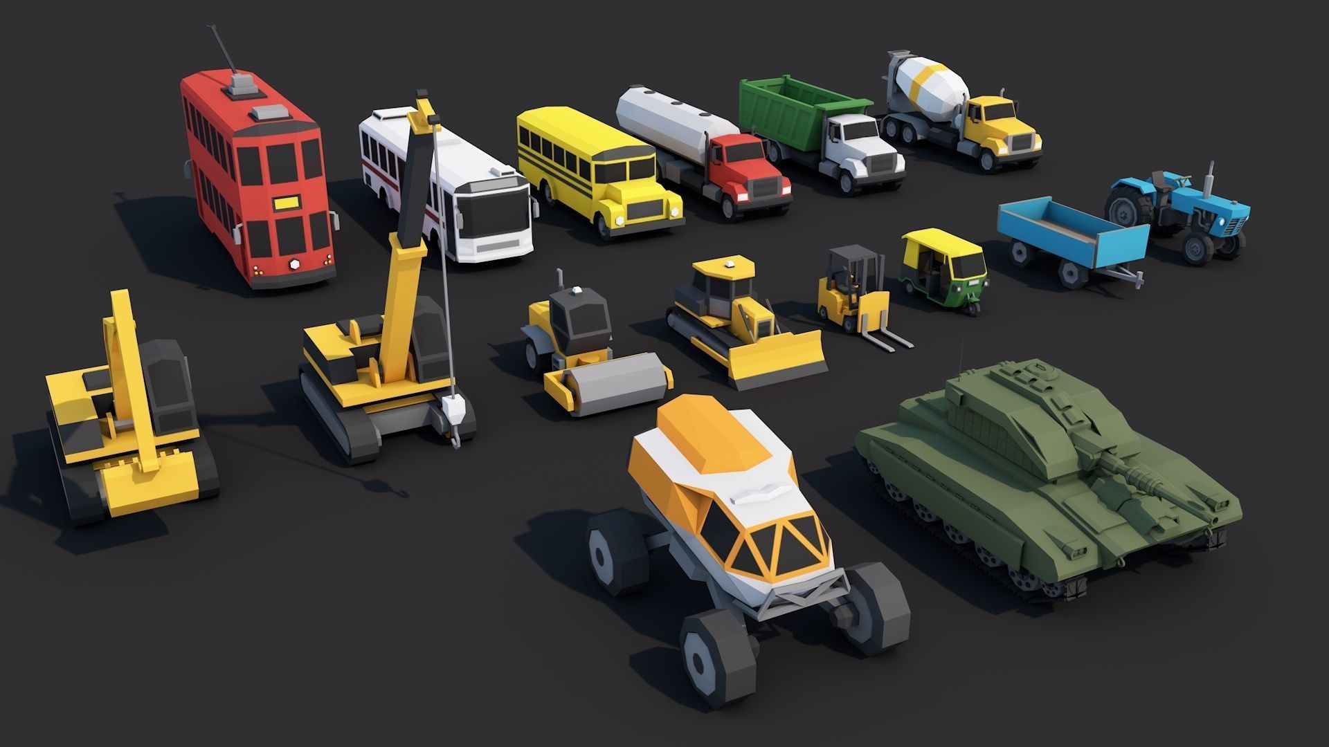 Low Poly Vehicles Pack Collection Low-poly 3D model_6