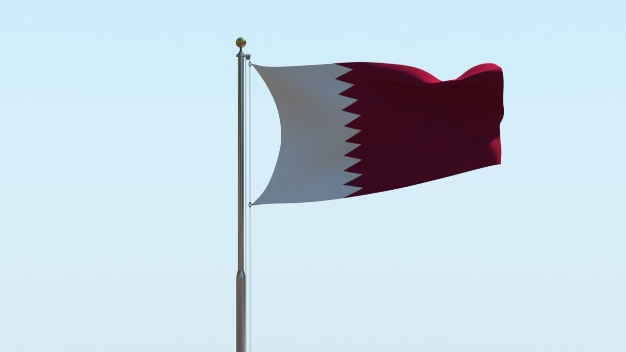 Animated Qatar Flag  3D model_6