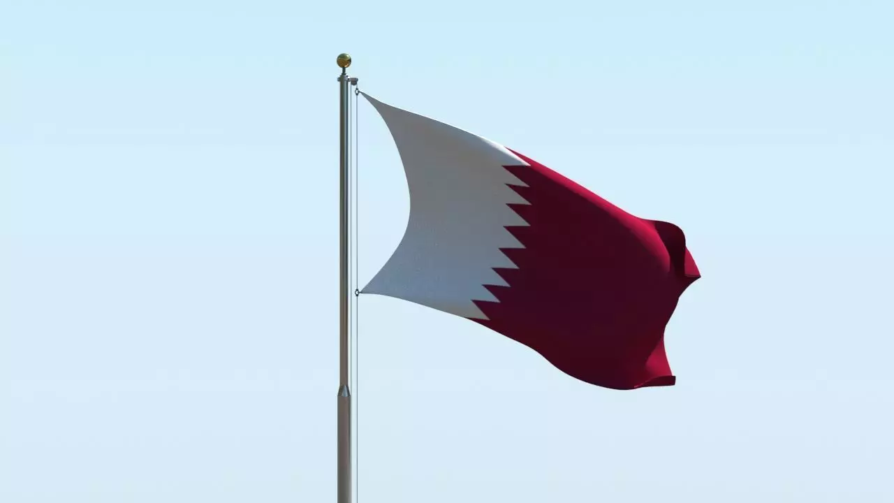 Animated Qatar Flag  3D model_0