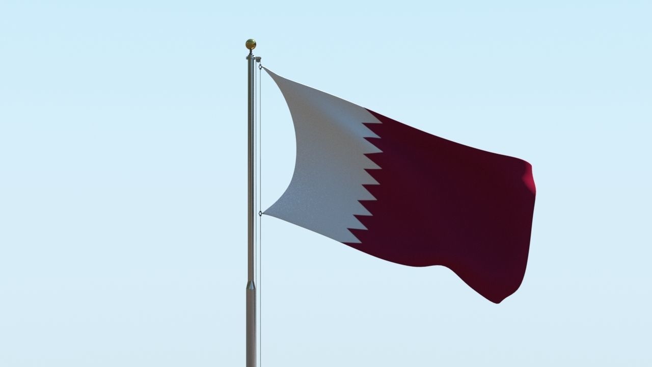Animated Qatar Flag  3D model_9