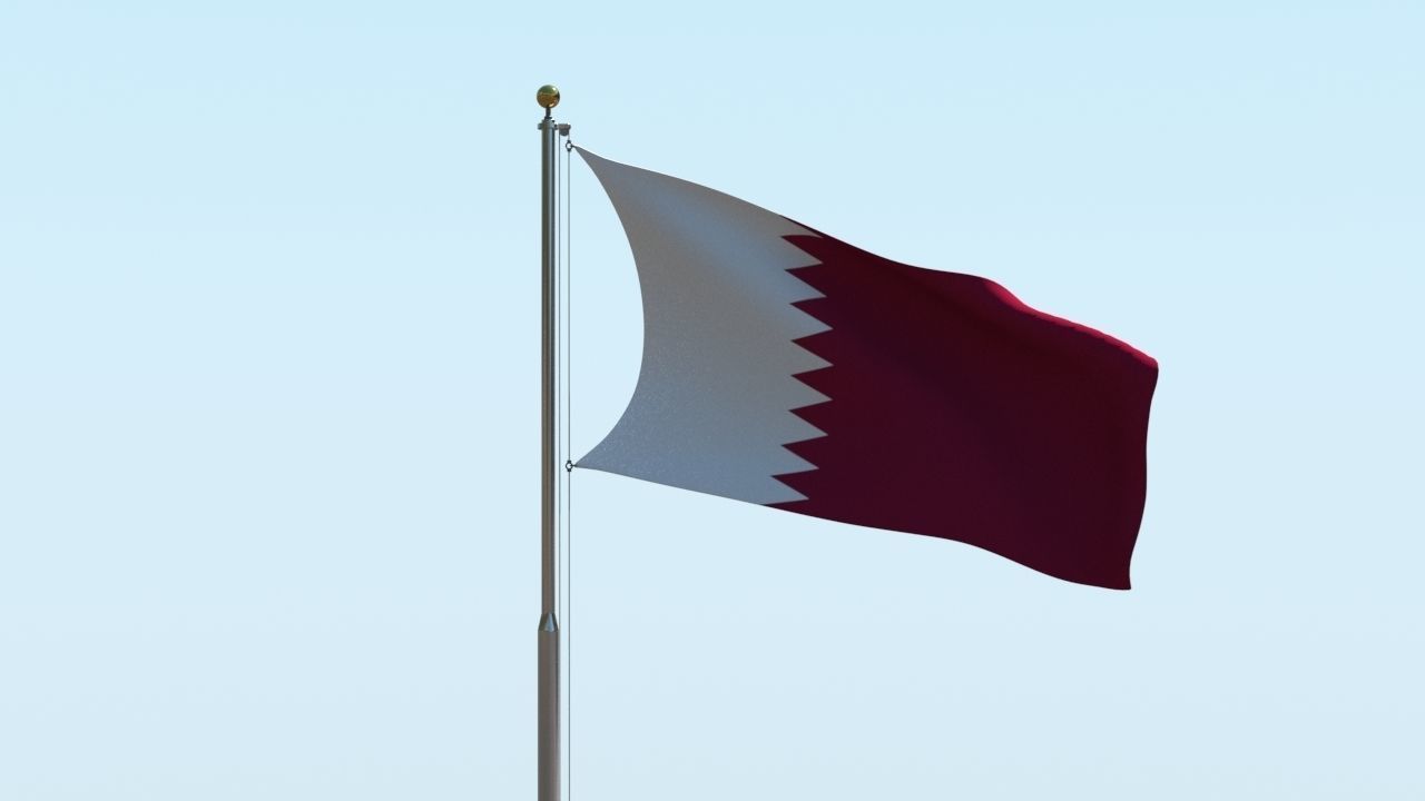 Animated Qatar Flag  3D model_10