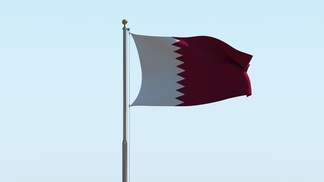 Animated Qatar Flag  3D model_7