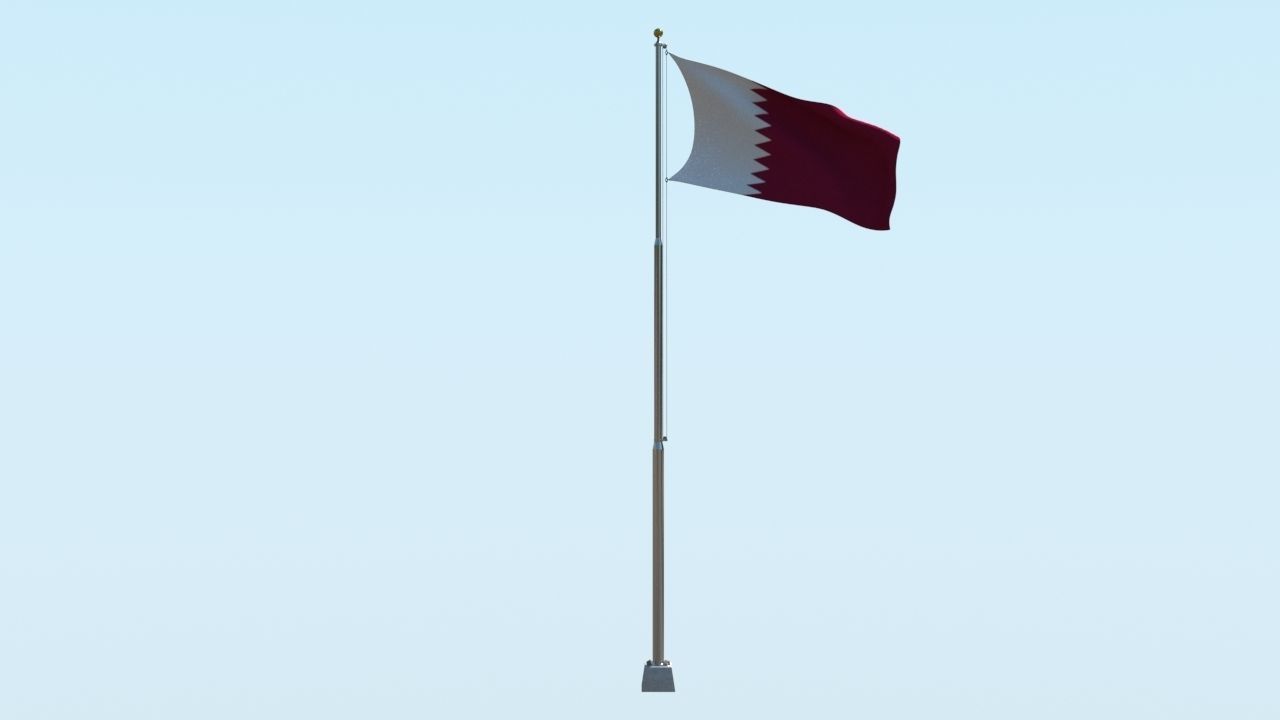 Animated Qatar Flag  3D model_3