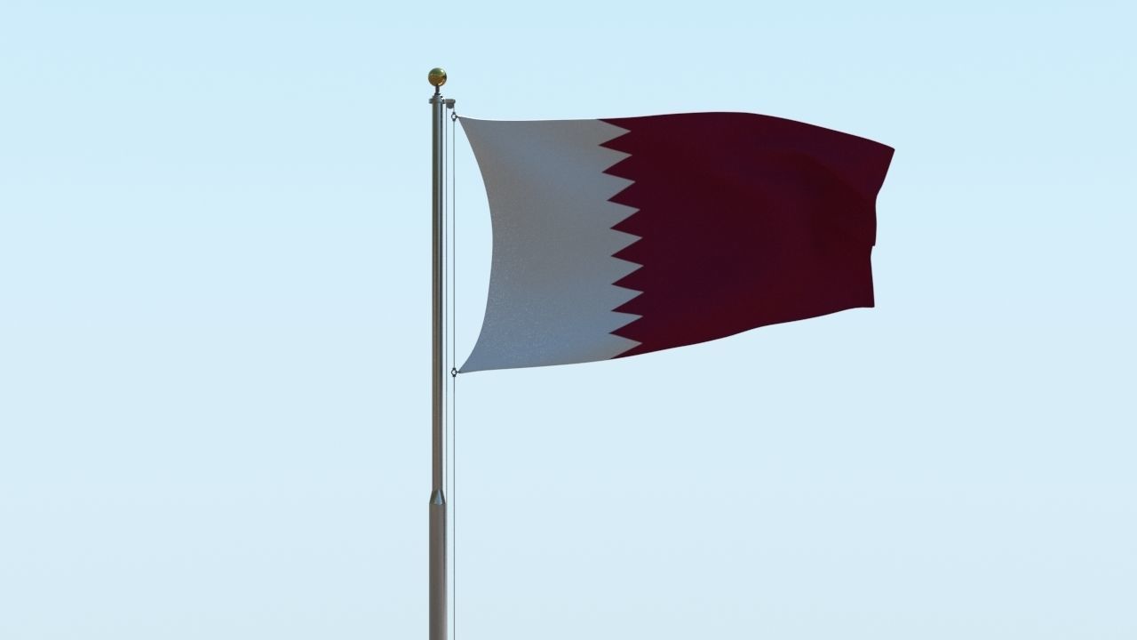 Animated Qatar Flag  3D model_4